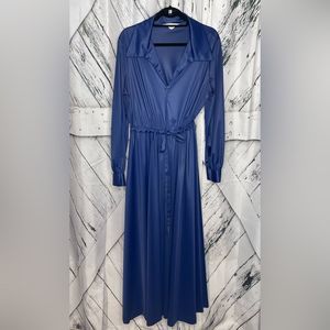 Vanity Fair Vintage Robe Housecoat Nylon Zipper Front Navy L
